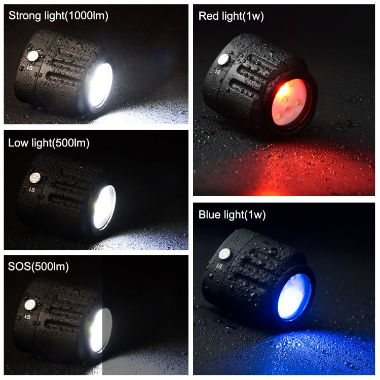 PULUZ 40m Underwater LED Photography Fill Light 1000LM 3.7V/1100mAh Diving Light for GoPro Hero11 Black / HERO10 Black / HERO9 Black /HERO8 / HERO7 /6 /5 /5 Session /4 Session /4 /3+ /3 /2 /1, Insta36 ... R, DJI Osmo Action and Other Action Cameras(Black) - Waterproof Light by PULUZ | Online Shopping South Africa | PMC Jewellery