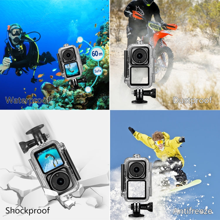 PULUZ 60m Waterproof Housing Diving Case for DJI Action 2 Camera Unit / Action 2 Power Combo / Action 2 Dual-Screen Combo(Transparent) - Case & Bags by PULUZ | Online Shopping South Africa | PMC TechLife | Buy Now Pay Later Mobicred