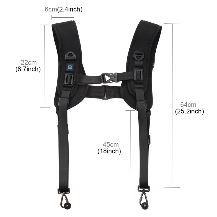 PULUZ Quick Release Double Shoulder Harness Soft Pad Decompression Foam Strap Belt for DSLR Digital Cameras - Camera Strap by PULUZ | Online Shopping South Africa | PMC TechLife | Buy Now Pay Later Mobicred