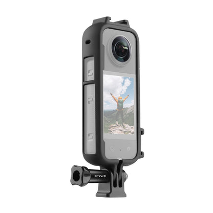 For Insta360 X3 PULUZ Cold Shoe PC Plastic Protective Frame with Adapter Mount & Screw(Black) - Mount & Holder by PULUZ | Online Shopping South Africa | PMC Jewellery