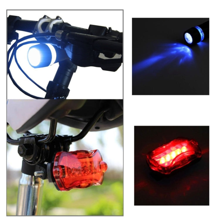 5 LED Water Resistant Bike Bicycle Head Light+ Rear Safety Flashlight - Taillights by PMC TechLife | Online Shopping South Africa | PMC TechLife