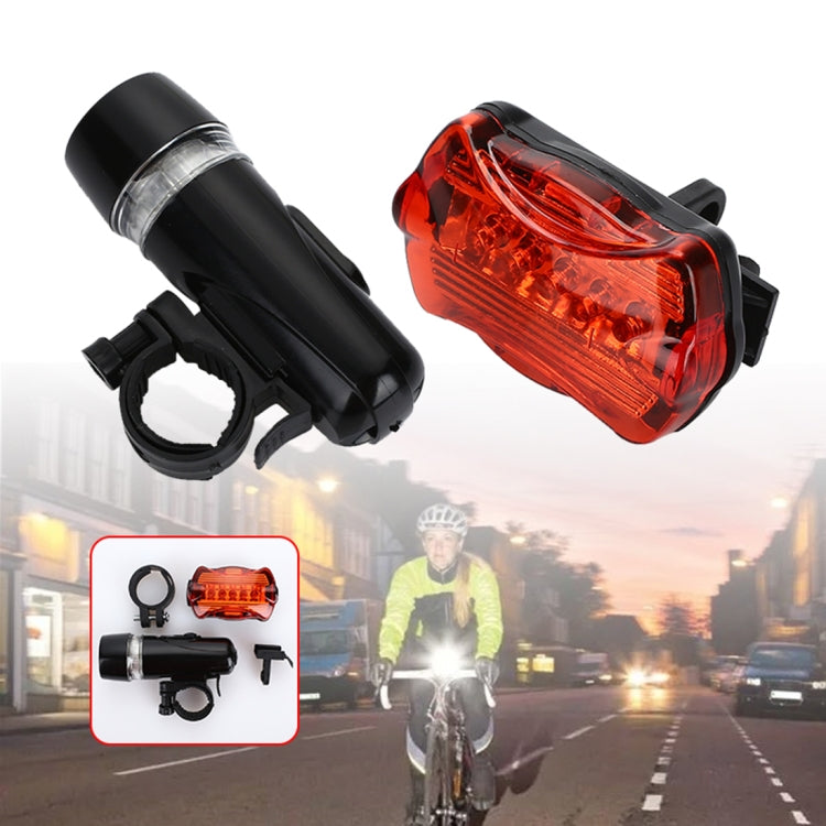 5 LED Water Resistant Bike Bicycle Head Light+ Rear Safety Flashlight - Taillights by PMC TechLife | Online Shopping South Africa | PMC TechLife