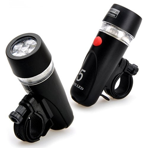 5 LED Water Resistant Bike Bicycle Head Light+ Rear Safety Flashlight - Taillights by PMC TechLife | Online Shopping South Africa | PMC TechLife
