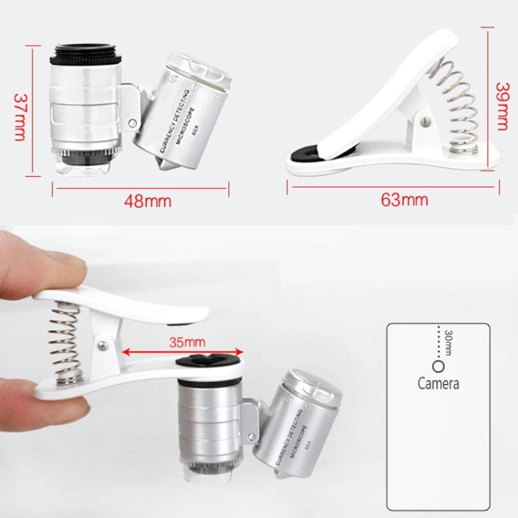 Universal Clip-type LED phone 60X Microscope / Micro Lens - Telescope & Microscope by PMC TechLife | Online Shopping South Africa | PMC TechLife