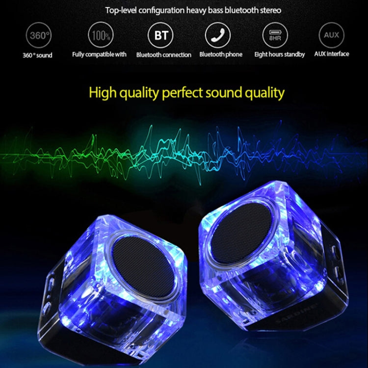 SARDiNE B5 TWS Crystal Case Bluetooth Speaker with Mic & LED Light(Black) - Desktop Speaker by SARDiNE | Online Shopping South Africa | PMC Jewellery