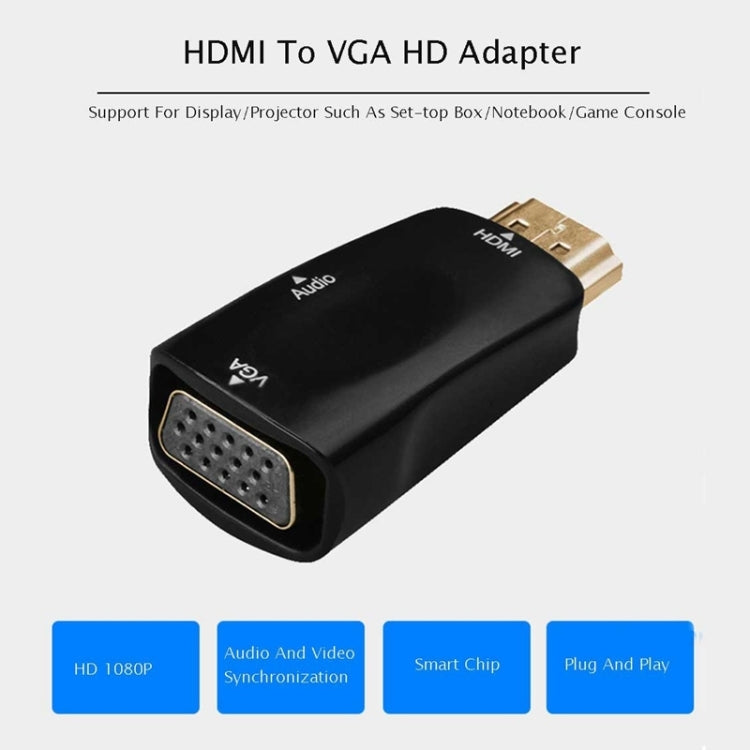 Full HD 1080P HDMI to VGA and Audio Adapter for HDTV / Monitor / Projector(Black) - Adapter by PMC Jewellery | Online Shopping South Africa | PMC Jewellery