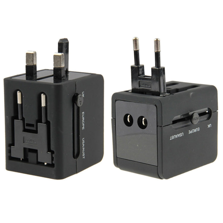 International 2.1A 2-USB EU / AU / UK / US Plug Travel Universal Adaptor(Black) - International Plug Adaptor by PMC Jewellery | Online Shopping South Africa | PMC Jewellery