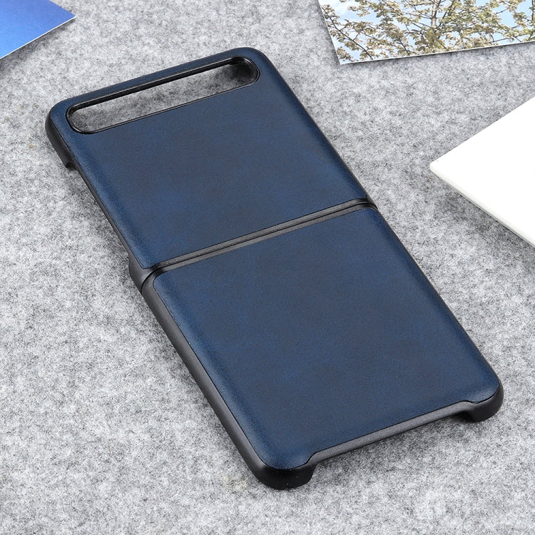 For Galaxy Z Flip Two-color Cow Leather Texture Folding Protective Case(Blue) - Galaxy Phone Cases by PMC TechLife | Online Shopping South Africa | PMC TechLife | Buy Now Pay Later Mobicred