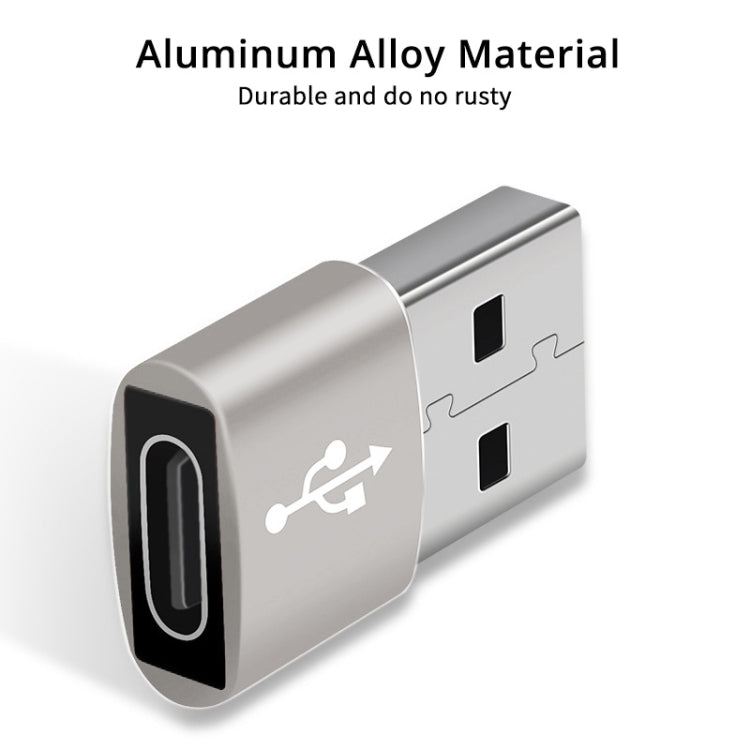USB-C / Type-C Female to USB 2.0 Male Aluminum Alloy Adapter, Support Charging & Transmission(Silver) - free shipping - PMC TechLife - Order now!