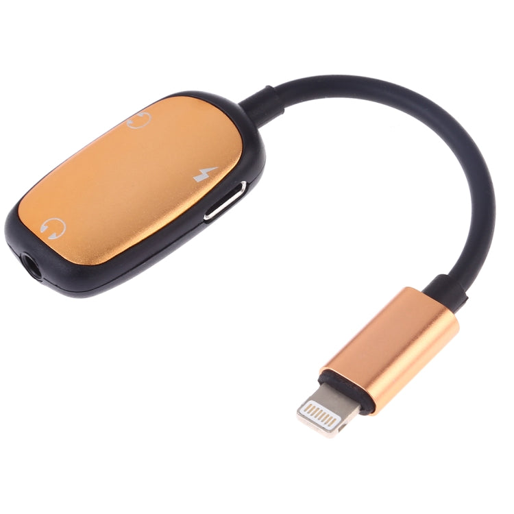 8 Pin to 8 Pin Charging Interface + 8 Pin Earphone Interface + 3.5mm Audio Interface Earphone Adapter(Gold) - Earphone Adapter by PMC TechLife | Online Shopping South Africa | PMC TechLife