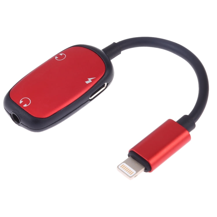 8 Pin to 8 Pin Charging Interface + 8 Pin Earphone Interface + 3.5mm Audio Interface Earphone Adapter(Red) - Earphone Adapter by PMC TechLife | Online Shopping South Africa | PMC TechLife