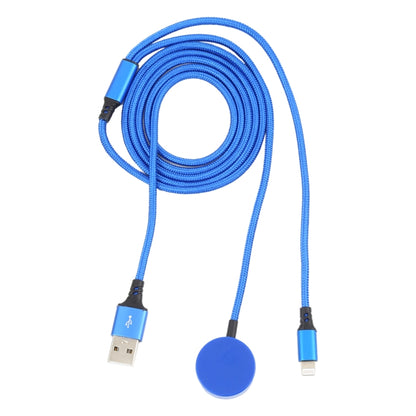 For iPhone / Apple Watch 2 In 1 8 Pin + Magnetic Charging Base Multi-function Charging Cable, Length: 1m(Blue) - Multifunction Cable by PMC Jewellery | Online Shopping South Africa | PMC Jewellery