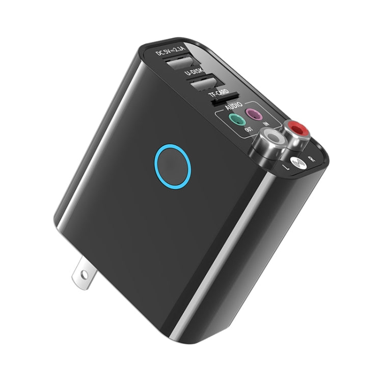 K16 2 in 1 3.5mm AUX + RAC Dual Output Plug-in Bluetooth 5.0 Audio Transmitter Receiver with Remote Control, US Plug (Black) - Audio Receiver Transmitter by PMC TechLife | Online Shopping South Africa | PMC TechLife
