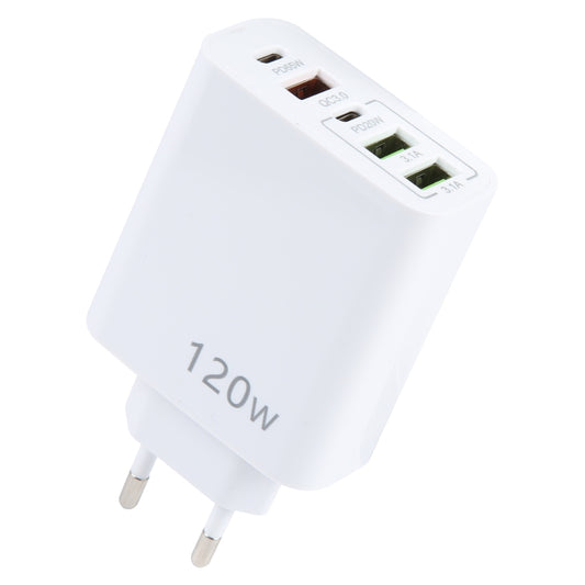 120W Dual PD Type-C + 3 x USB Multi Port Charger, EU Plug - USB Charger by PMC Jewellery | Online Shopping South Africa | PMC Jewellery | Buy Now Pay Later Mobicred