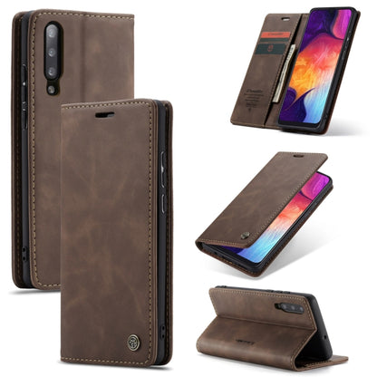 CaseMe-013 Multifunctional Retro Frosted Horizontal Flip Leather Case for Galaxy A30S / A50S / A50, with Card Slot & Holder & Zipper Wallet & Photo Frame(Coffee) - Galaxy Phone Cases by CaseMe | Online Shopping South Africa | PMC Jewellery | Buy Now Pay Later Mobicred