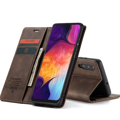 CaseMe-013 Multifunctional Retro Frosted Horizontal Flip Leather Case for Galaxy A30S / A50S / A50, with Card Slot & Holder & Zipper Wallet & Photo Frame(Coffee) - Galaxy Phone Cases by CaseMe | Online Shopping South Africa | PMC Jewellery | Buy Now Pay Later Mobicred