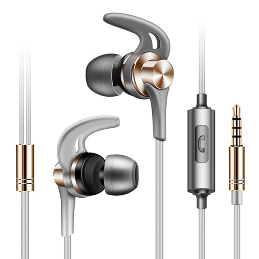QKZ EQ1 CNC Metal Shark Fin Headphones Sports Music Headphones, Microphone Version (Gold) - In Ear Wired Earphone by QKZ | Online Shopping South Africa | PMC Jewellery