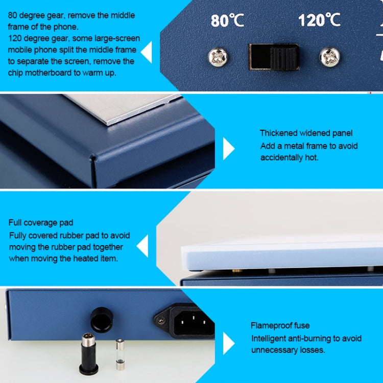 Kaisi K-816 Constant Temperature Heating Plate LCD Screen Open Separator Desoldering Station With Silicone Pad, US Plug - free shipping - PMC TechLife - Order now!