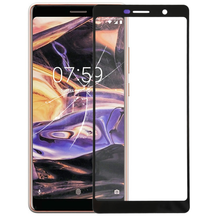 Front Screen Outer Glass Lens for Nokia 7 Plus / E9 Plus (Black) - Outer Glass Lens by PMC Jewellery | Online Shopping South Africa | PMC Jewellery