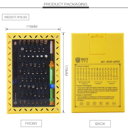 BEST BST-8928 Screwdriver Magnetic Bit Driver Kit 63 in 1 Professional Screwdrivers Set - Screwdriver Set by BEST | Online Shopping South Africa | PMC Jewellery | Buy Now Pay Later Mobicred