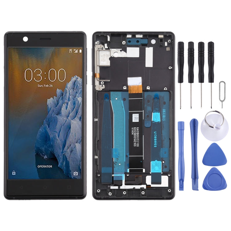 TFT LCD Screen for Nokia 3 TA-1032 Digitizer Full Assembly with Frame & Side Keys (Black) - LCD Screen by PMC Jewellery | Online Shopping South Africa | PMC Jewellery