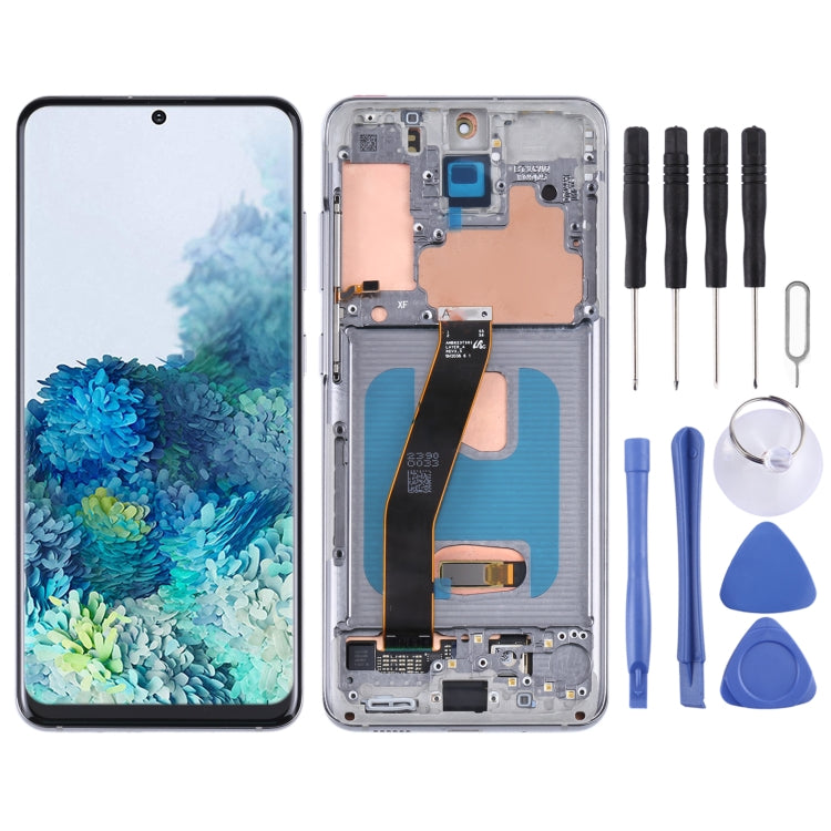Original Super AMOLED LCD Screen With Digitizer Full Assembly with Frame for Samsung Galaxy S20 5G SM-G981B(Silver) - LCD Screen by PMC Jewellery | Online Shopping South Africa | PMC Jewellery