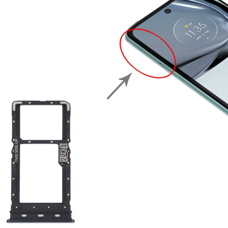 For Motorola Moto G62 5G / Moto G62 India SIM Card Tray + SIM / Micro SD Card Tray(Black) - Card Socket by PMC Jewellery | Online Shopping South Africa | PMC Jewellery