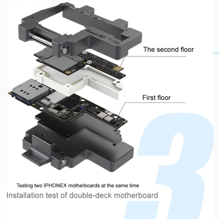 Qianli iSocket 3 In 1 Motherboard Layered Test Frame Upper Lower Layers Logic Board Function Fast Test Holder For iPhone X / XS / XS Max - Repair Fixture by QIANLI | Online Shopping South Africa | PMC Jewellery | Buy Now Pay Later Mobicred