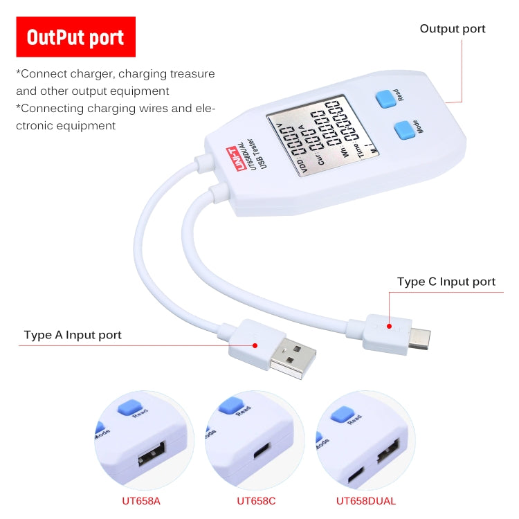 UNI-T USB Voltmeter Ammeter Tester UT658DUAL - Test Tools by PMC TechLife | Online Shopping South Africa | PMC TechLife