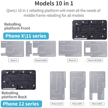 Qianli 10 in 1 Middle Frame Reballing Platform For iPhone X / XS / XS Max / 11 / 11 Pro / 11 Pro Max / 12 / 12 Pro / 12 mini / 12 Pro Max - Repair Platform by QIANLI | Online Shopping South Africa | PMC Jewellery | Buy Now Pay Later Mobicred