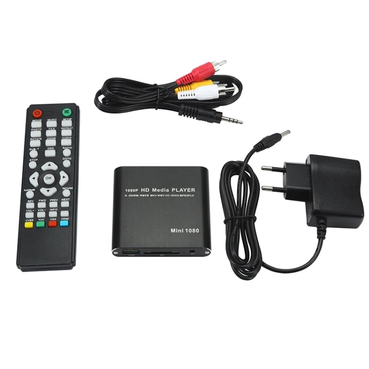 MINI 1080P Full HD Media USB HDD SD/MMC Card Player Box, EU Plug(Black) - Multimedia Player by PMC TechLife | Online Shopping South Africa | PMC TechLife