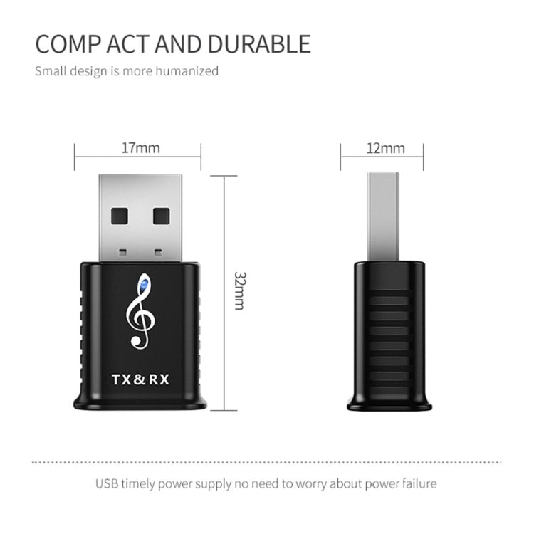 MSD168 2 in 1 Bluetooth Transmitter Receiver Mini 3.5mm AUX Stereo Wireless Bluetooth 5.0 Adapter For Car TV PC MP3 - Audio Receiver Transmitter by PMC TechLife | Online Shopping South Africa | PMC TechLife