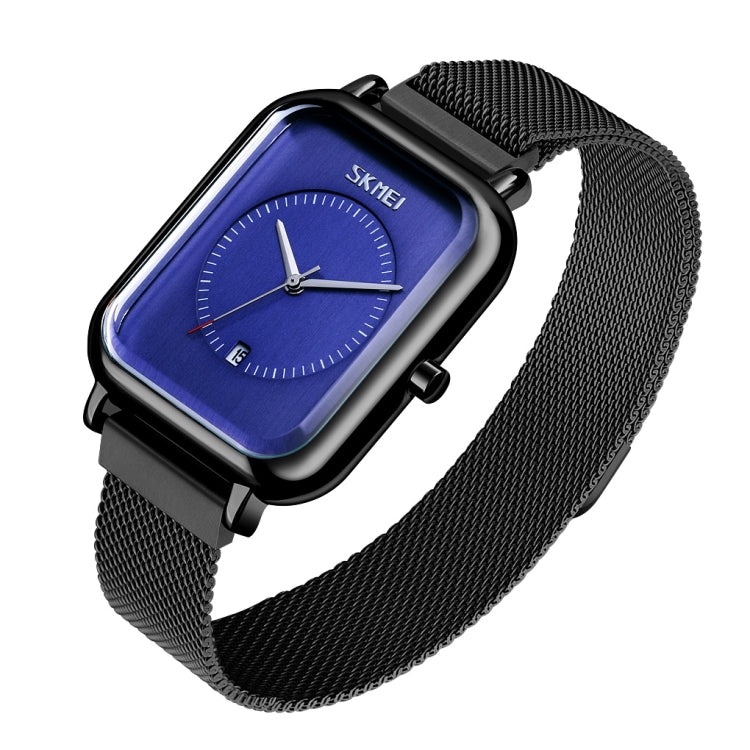 SKMEI 9207 Fashion Creative Simple Watch Men Magnetic Buckle Mesh Belt Steel Belt Couple Quartz Watch(Black Blue) - Metal Strap Watches by SKMEI | Online Shopping South Africa | PMC Jewellery | Buy Now Pay Later Mobicred