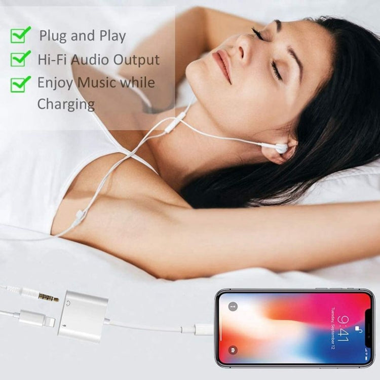 ZS-KL21804 2 in 1 8 Pin to 3.5mm Audio + 8 Pin Charging Interface, Earphone Adapter, Suitable for All IOS Systems - Earphone Adapter by PMC Jewellery | Online Shopping South Africa | PMC Jewellery