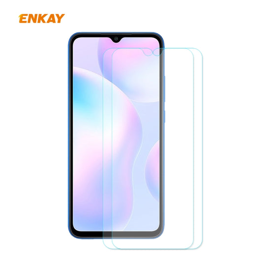 For Redmi 9 / 9A / 9C 2 PCS ENKAY Hat-Prince 0.26mm 9H 2.5D Curved Edge Tempered Glass Film -  by ENKAY | Online Shopping South Africa | PMC Jewellery | Buy Now Pay Later Mobicred