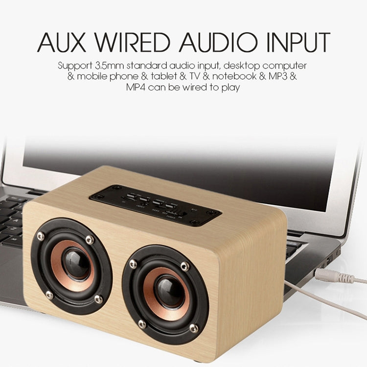 W5 Portable HiFi Shock Bass Wooden Bluetooth Speaker(Yellow) - Mini Speaker by PMC TechLife | Online Shopping South Africa | PMC TechLife | Buy Now Pay Later Mobicred