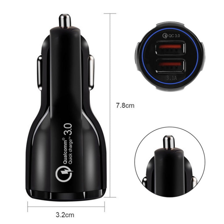 Qc3.0 Dual USB 6A Vehicle Fast Charger / Mobile Phone Tablet Fast Charging(White) - Car Charger by PMC TechLife | Online Shopping South Africa | PMC TechLife