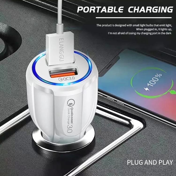 Qc3.0 Dual USB Car Charger + 8 Pin Fast Charging Line Car Charging Kit(White) - Car Charger by PMC TechLife | Online Shopping South Africa | PMC TechLife