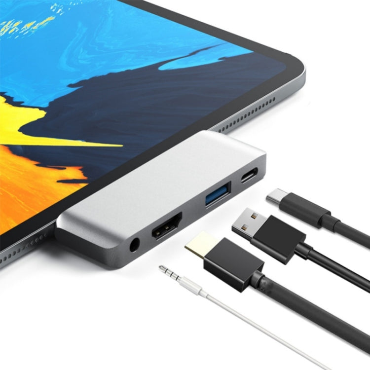 4 in 1 Type-C / USB-C to HDMI + AUX + USB + PD Type-C / USB-C HUB Adapter Multifunction HD Dock - free shipping - PMC TechLife - Order now!