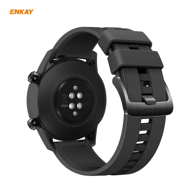 For Huawei Watch GT 2 46mm ENKAY Hat-Prince ENK-AC8202 Full Coverage PC Frosted Case + 9H Tempered Glass Protector(Transparent) - Watch Cases by ENKAY | Online Shopping South Africa | PMC Jewellery | Buy Now Pay Later Mobicred