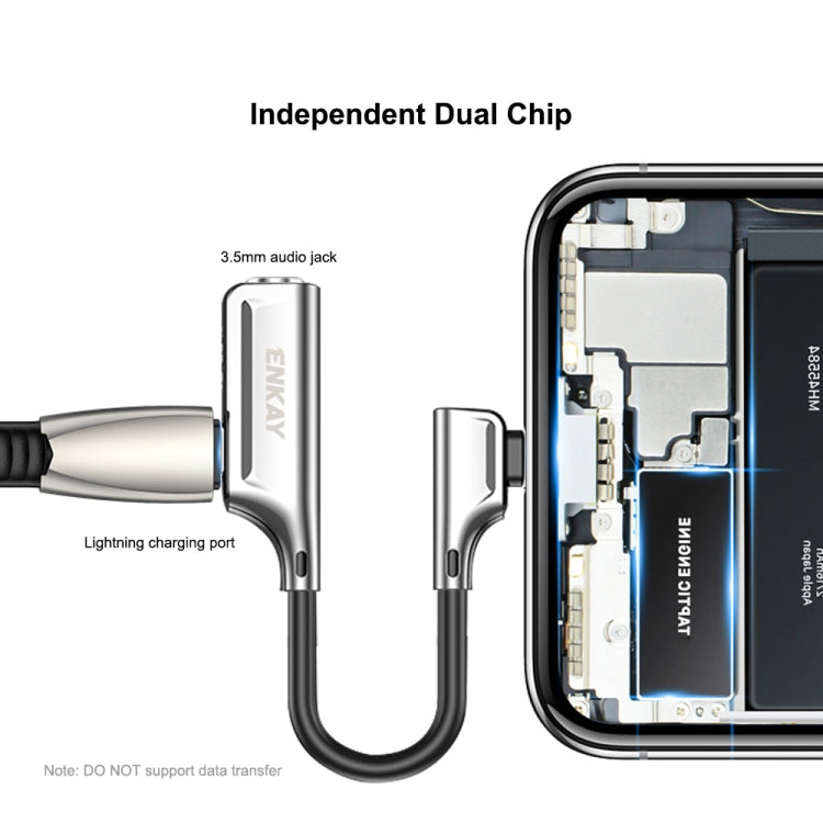 ENKAY ENK-AT103 8 Pin to 3.5mm Audio ＆ 8 Pin Charging Interfaces Converter Zinc Alloy Adapter(Dark Grey) - Cable & Splitter by ENKAY | Online Shopping South Africa | PMC Jewellery | Buy Now Pay Later Mobicred