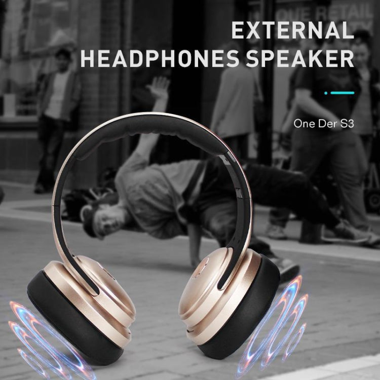 OneDer S3 2 in1 Headphone & Speaker Portable Wireless Bluetooth Headphone Noise Cancelling Over Ear Stereo(Gold) - Headset & Headphone by OneDer | Online Shopping South Africa | PMC Jewellery | Buy Now Pay Later Mobicred