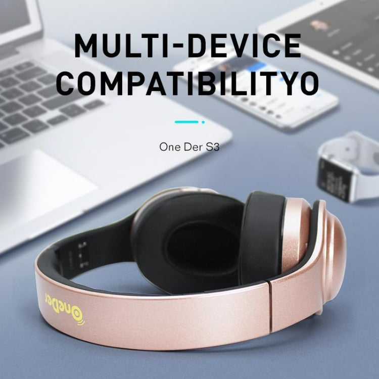 OneDer S3 2 in1 Headphone & Speaker Portable Wireless Bluetooth Headphone Noise Cancelling Over Ear Stereo(Gold) - Headset & Headphone by OneDer | Online Shopping South Africa | PMC Jewellery | Buy Now Pay Later Mobicred