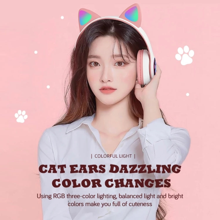 T&G TN-28 3.5mm Bluetooth 5.0 Dual Connection RGB Cat Ear Bass Stereo Noise-cancelling Headphones Support TF Card With Mic(Pink) - Headset & Headphone by T&G | Online Shopping South Africa | PMC Jewellery