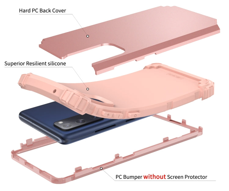 For Samsung Galaxy S20 FE PC + Silicone Three-piece Shockproof Protection Case(Rose Gold) - free shipping - PMC TechLife - Order now!