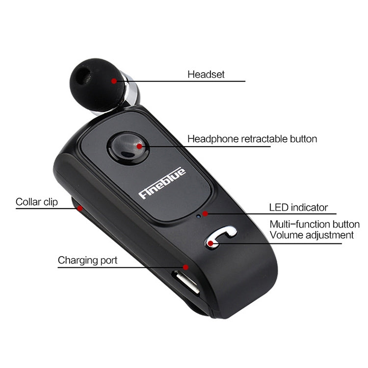 Fineblue F920 CSR4.1 Retractable Cable Caller Vibration Reminder Anti-theft Bluetooth Headset - Bluetooth Earphone by Fineblue | Online Shopping South Africa | PMC Jewellery