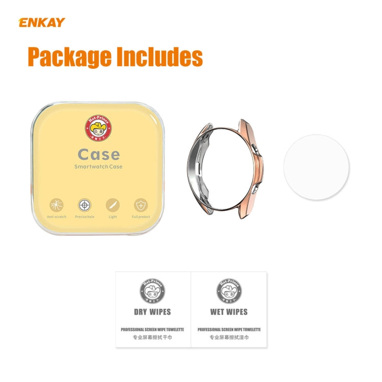 For Samsung Galaxy Watch 3 41mm 2 in 1 ENKAY Hat-Prince Electroplate Soft TPU Case + 0.2mm 9H 2.15D Curved Edge Tempered Glass Film(Rose Gold) - Watch Cases by ENKAY | Online Shopping South Africa | PMC Jewellery | Buy Now Pay Later Mobicred