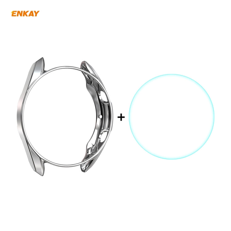 For Samsung Galaxy Watch 3 41mm 2 in 1 ENKAY Hat-Prince Electroplate Soft TPU Case + 0.2mm 9H 2.15D Curved Edge Tempered Glass Film(Silver) - Watch Cases by ENKAY | Online Shopping South Africa | PMC Jewellery | Buy Now Pay Later Mobicred