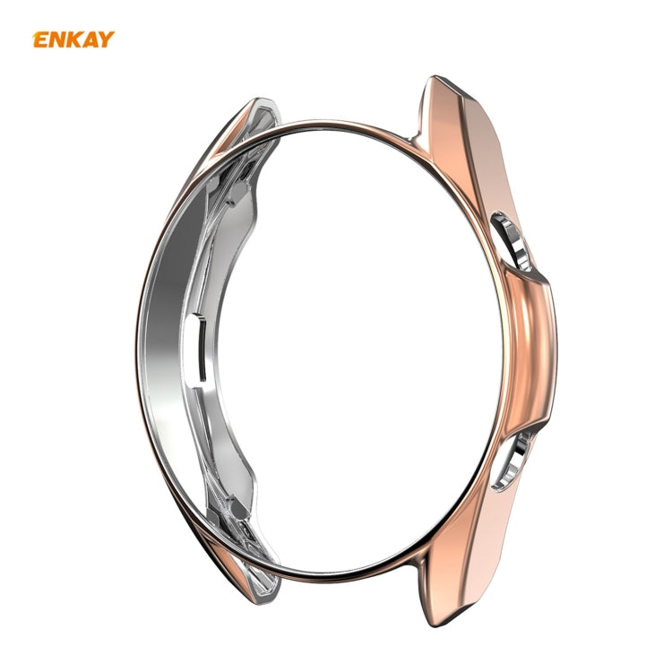 For Samsung Galaxy Watch 3 45mm 2 in 1 ENKAY Hat-Prince Electroplate Soft TPU Case + 0.2mm 9H 2.15D Curved Edge Tempered Glass Film(Rose Gold) - Watch Cases by ENKAY | Online Shopping South Africa | PMC Jewellery | Buy Now Pay Later Mobicred