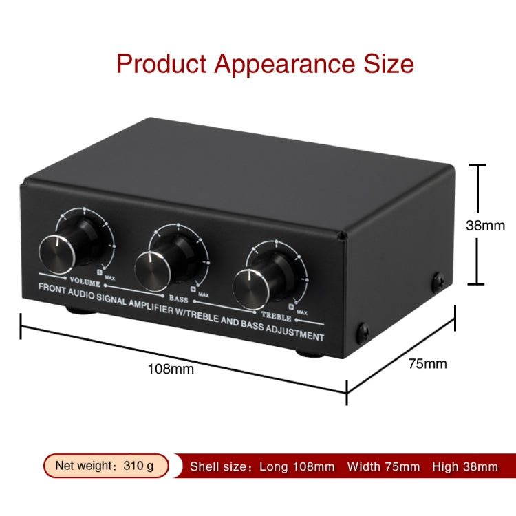 B057 Front Stereo Sound Amplifier Headphone Speaker Amplifier Booster with High And Low Bass Adjustment 2-Way Mixing,  USB 5V Power Supply, US Plug -  by PMC Jewellery | Online Shopping South Africa | PMC Jewellery